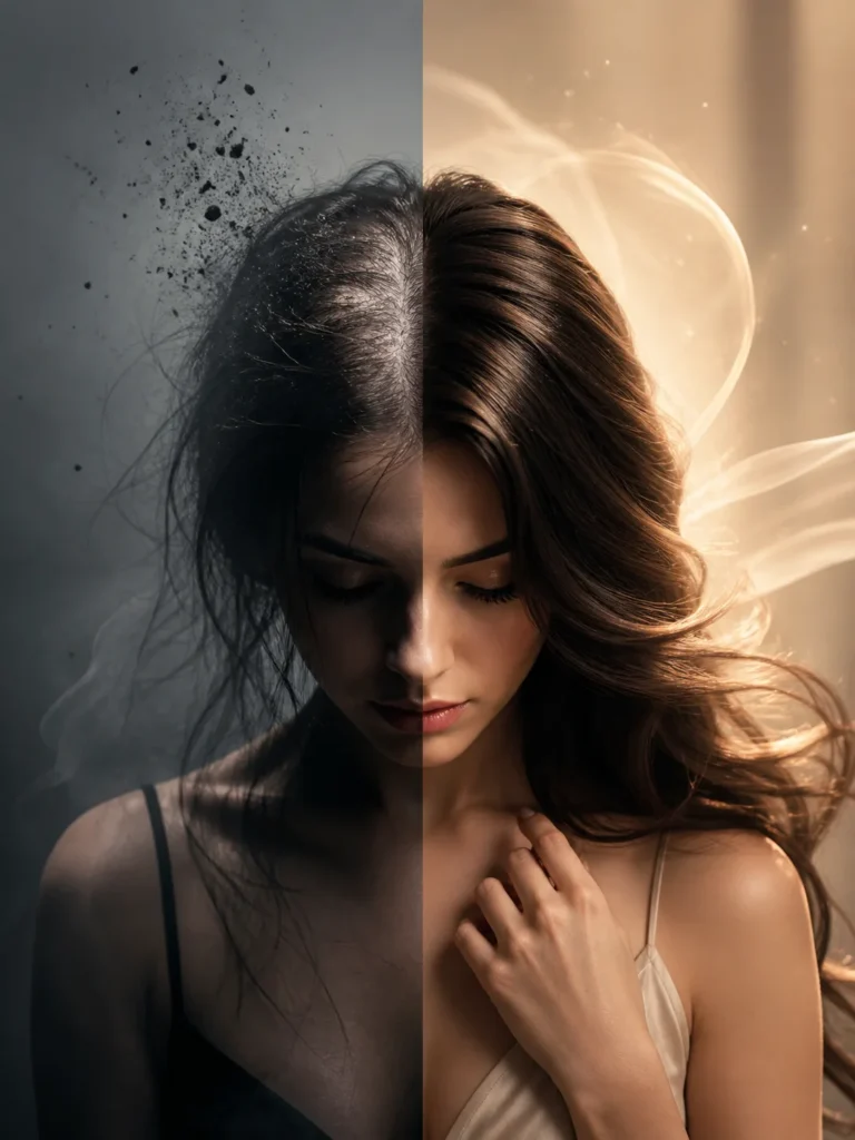 luxury-custom-energy-wig-vs-traditional-wigs.webp SAMA PRIVÉ luxury energy wigs concept image illustrating the transformation from mere coverage to true hair rebirth and bio-energy rejuvenation.