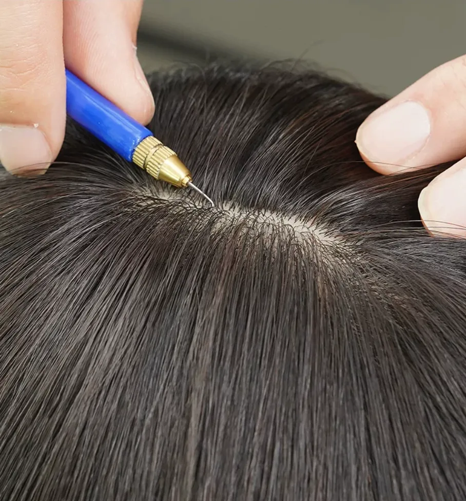 AMA PRIVÉ premium bespoke human hair wig meticulously hand-knotted by a master craftsman with 20 years of artisan experience, engineered for ultimate realism, natural hairline restoration, and high-frequency crown chakra bio-energy alignment