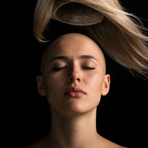 Premium medical wig and cranial prosthesis with exclusive bio-energy alignment technology and hyper-allergenic realistic base for sensitive scalps in Dubai.