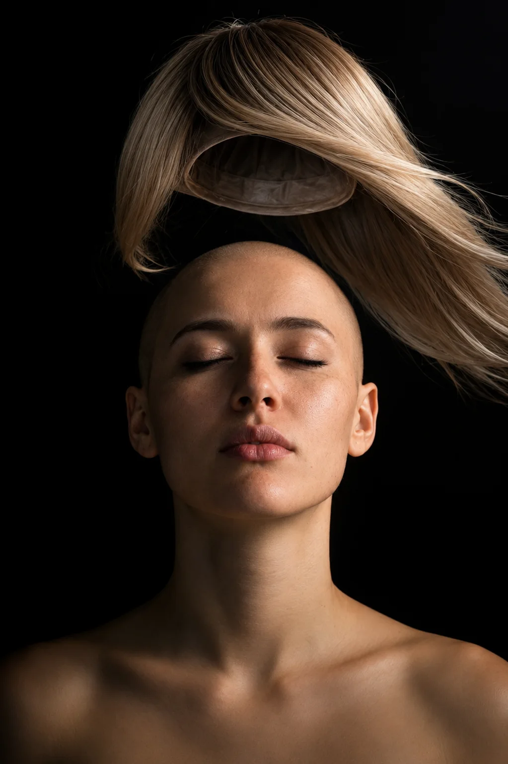 Premium medical wig and cranial prosthesis with exclusive bio-energy alignment technology and hyper-allergenic realistic base for sensitive scalps in Dubai.