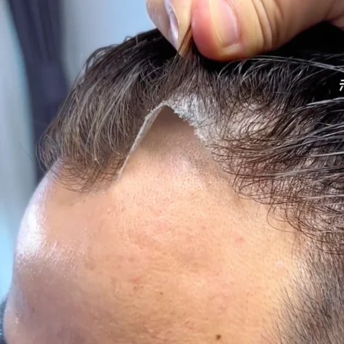 Luxury 100% real human hair wig for men with exclusive bio-energy alignment technology and invisible multi-directional realistic scalp in Riyadh.