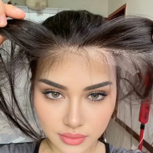 Premium 100% real human hair topper with invisible HD lace base for Middle Eastern women with thinning hair crown and widening parting in Riyadh.